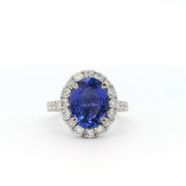 14KT White Gold 3.70 ctw Tanzanite and Diamond Ring