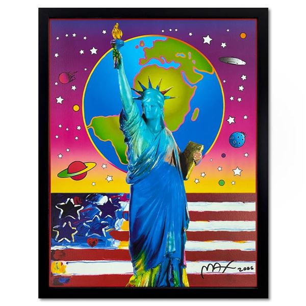 Peter Max "Liberty with Earth & Flag" Poster Lithograph on Paper
