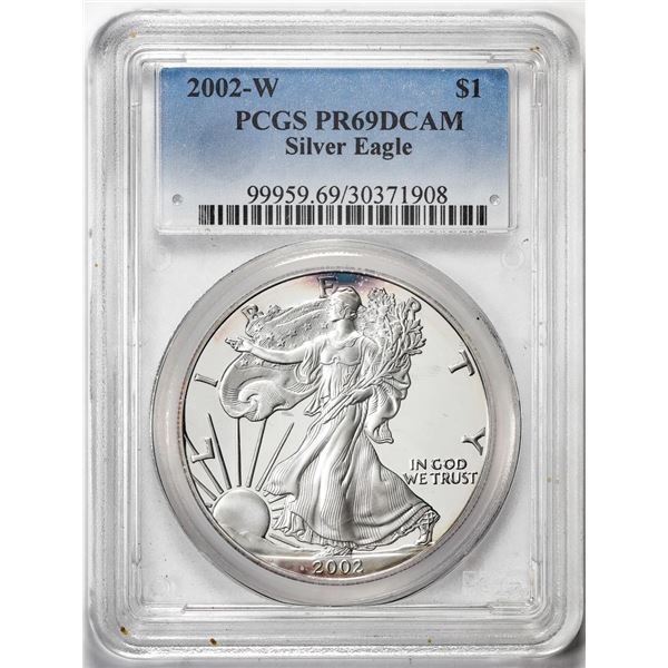 2002-W $1 Proof American Silver Eagle Coin PCGS PR69DCAM