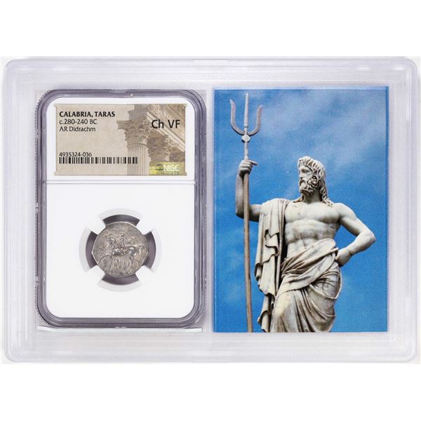 Calabria, Taras c. 280-240 BC AR Didrachm Ancient Coin NGC Ch VF Story Box