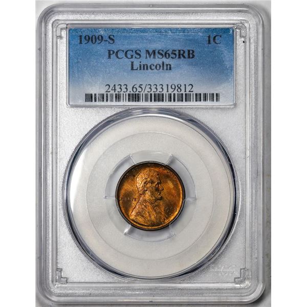 1909-S Lincoln Wheat Cent Coin PCGS MS65RB