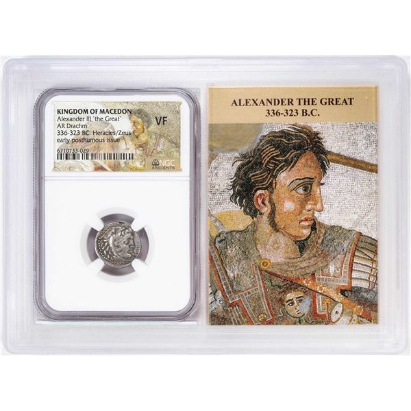 Kingdom of Macedon 336-323 BC Alexander III AR Drachm Ancient Coin NGC VF Story Box