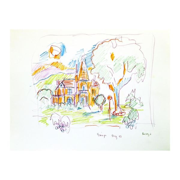 Wayne Ensrud "Beringer Vineyard, Napa Valley" Original Pencil on Paper