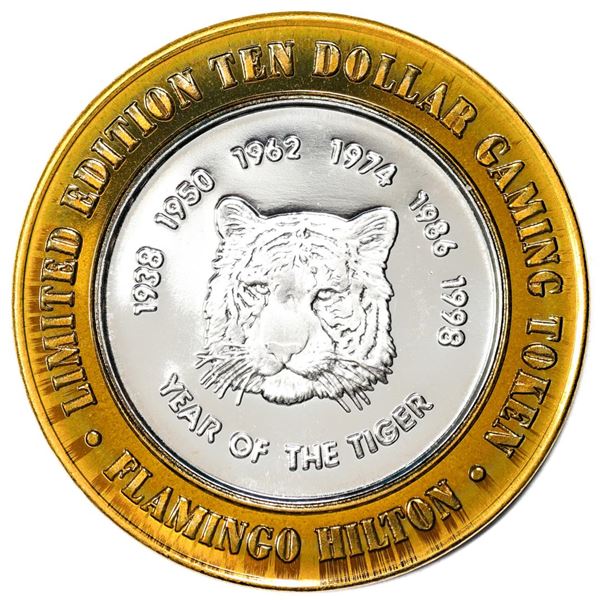 .999 Silver Flamingo Hilton Reno, Nevada $10 Casino Limited Edition Gaming Token