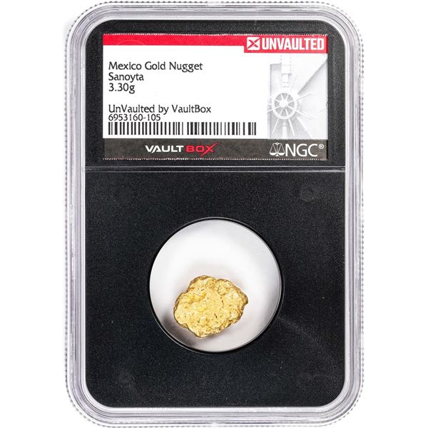 3.30 Gram Sanoyta Mexico Gold Nugget NGC Vaultbox Unvaulted