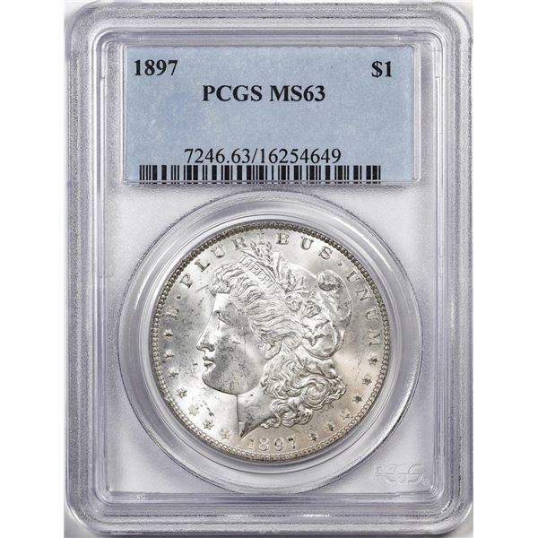 1897 $1 Morgan Silver Dollar Coin PCGS MS63