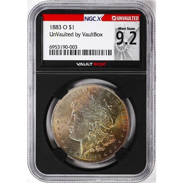 1883-O $1 Morgan Silver Dollar Coin NGCX Mint State 9.2 VaultBox Amazing Toning