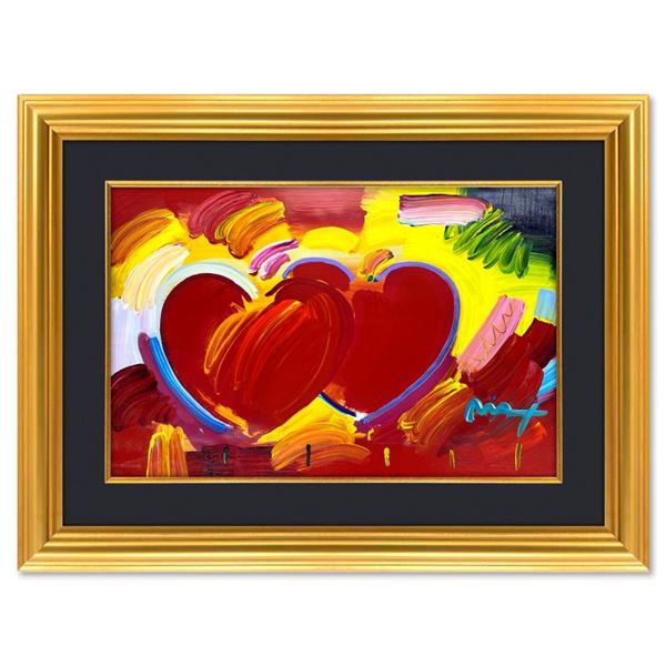 Peter Max "Two Hearts as One" Original Mixed Media on Paper