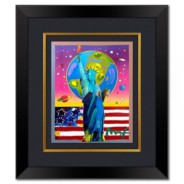 Peter Max "Liberty, Earth and Flag" Original Mixed Media on Paper