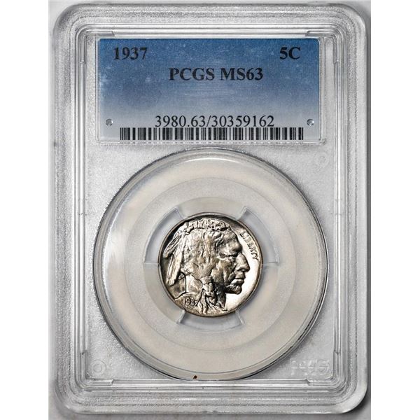 1937 Buffalo Nickel Cent Coin PCGS MS63