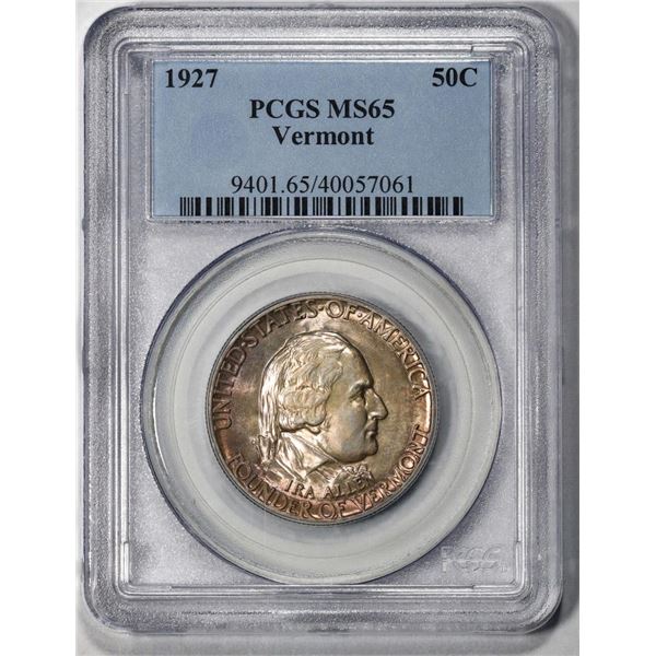 1927 Vermont Commemorative Half Dollar Coin PCGS MS65 Great Color