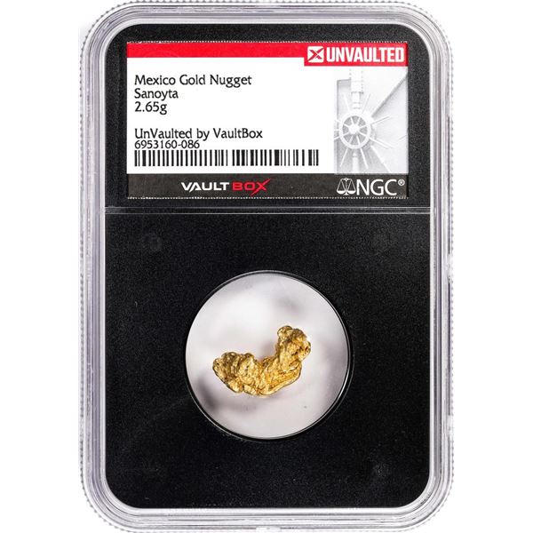 2.65 Gram Sanoyta Mexico Gold Nugget NGC Vaultbox Unvaulted