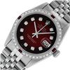 Image 3 : Rolex Mens Stainless Steel Red Vignette Ruby and Diamond Datejust Wristwatch