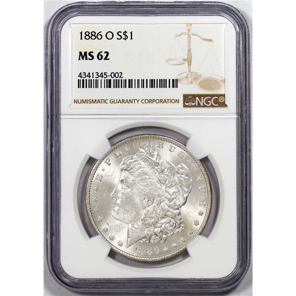 1886-O $1 Morgan Silver Dollar Coin NGC MS62