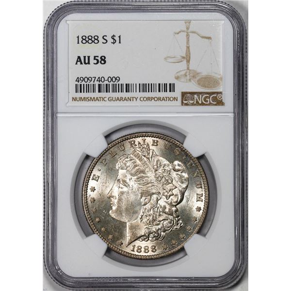 1888-S $1 Morgan Silver Dollar Coin NGC AU58