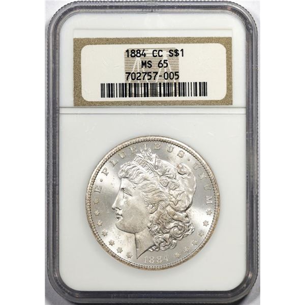 1884-CC $1 Morgan Silver Dollar Coin NGC MS65