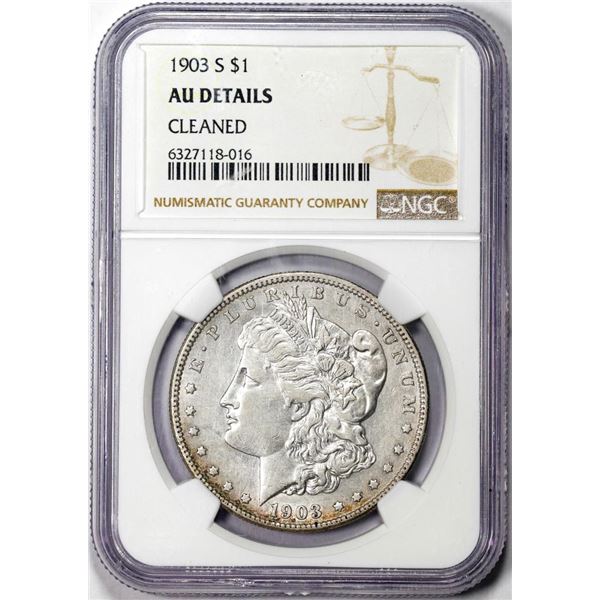 1903-S $1 Morgan Silver Dollar Coin NGC AU Details Cleaned