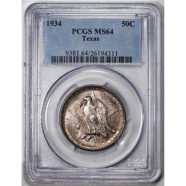 1934 Texas Commemorative Half Dollar Coin PCGS MS64