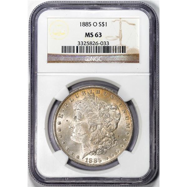 1885-O $1 Morgan Silver Dollar Coin NGC MS63 Nice Toning