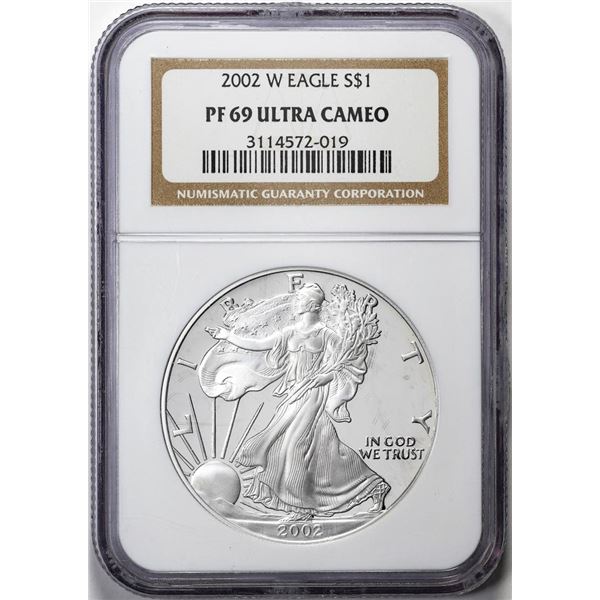 2002-W $1 Proof American Silver Eagle Coin NGC PF69 Ultra Cameo