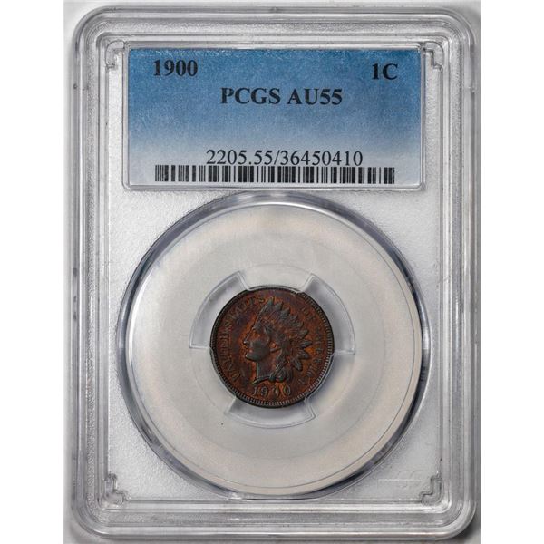 1900 Indian Cent Coin PCGS AU55