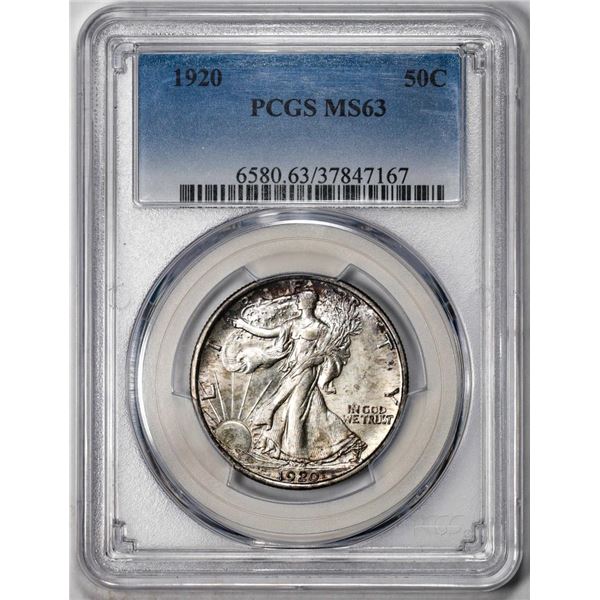 1920 Walking Liberty Half Dollar Coin PCGS MS63