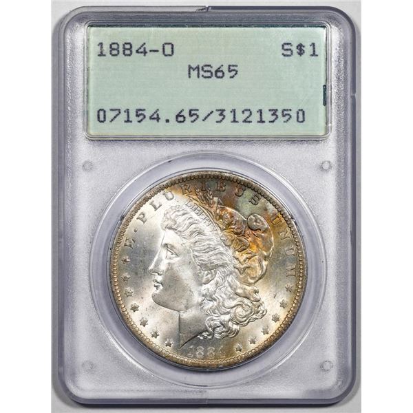 1884-O $1 Morgan Silver Dollar Coin PCGS MS65 Great Toning Old Green Rattler