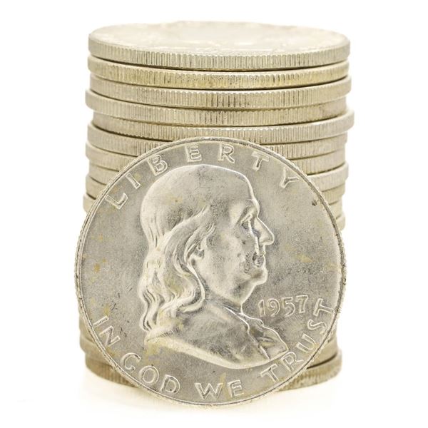 Roll of (20) Brilliant Uncirculated Mixed Date Franklin Half Dollar Coins