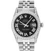 Image 2 : Rolex Mens Stainless Steel Black Roman Diamond Datejust Wristwatch