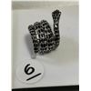 Image 1 : sterling snake ring stone eyes size 6