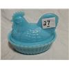 Image 1 : light blue glass hen in nest (5inches)