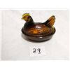 Image 1 : small (3.25inches) brown glass hen in nest
