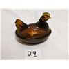 Image 2 : small (3.25inches) brown glass hen in nest