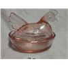 Image 2 : small (4.25inches) peach glass hen in a nest