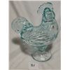 Image 4 : large light blue rooster glass dish 81/2inches