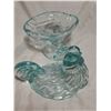 Image 5 : large light blue rooster glass dish 81/2inches