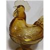 Image 2 : large amber rooster glass dish (81/2inches)