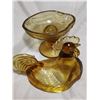 Image 6 : large amber rooster glass dish (81/2inches)