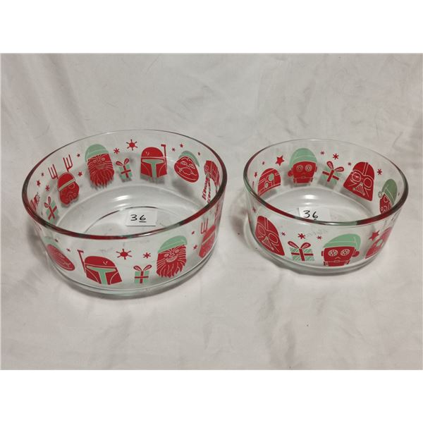 2 Pyrex star wars glass bowls