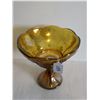 Image 2 : Vintage Amber Carnival Glass Fruit Bowl 8" 8.5 tall