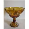Image 4 : Vintage Amber Carnival Glass Fruit Bowl 8" 8.5 tall