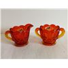 Image 1 : Vinatge Amberina Red Cream and Sugar Bowl