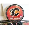 Image 2 : Calgary Flames Clock 12" 2 wall Plaque 12x10 10.505