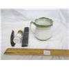 Image 2 : 299. Antique Shaving Mug with Horse Motif Brush and Razor