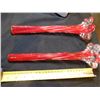 Image 2 : 301.  11" RED/CLEAR BLOWN GLASS BUD VASES