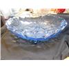 Image 2 : 312.  FOOTED BLUE GLASS FRUIT BOWL
