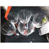 Image 1 : 318.  5- RED TWIST STEM WINE GLASSES, 3 LARGE, 2 SMALL