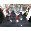 Image 2 : 318.  5- RED TWIST STEM WINE GLASSES, 3 LARGE, 2 SMALL