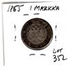 Image 2 : 352.  1 MARKKA, 1865, FINNISH SILVER COIN