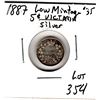 Image 1 : 354.  SCARCE LOW MINTAGE 1887 FIVE CENT SILVER VICTORIA